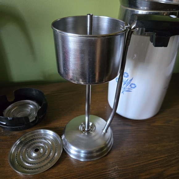 Vintage Corningware 10 Cup Blue Cornflower Percolater Coffee Pot Carafe - Picture 12 of 16